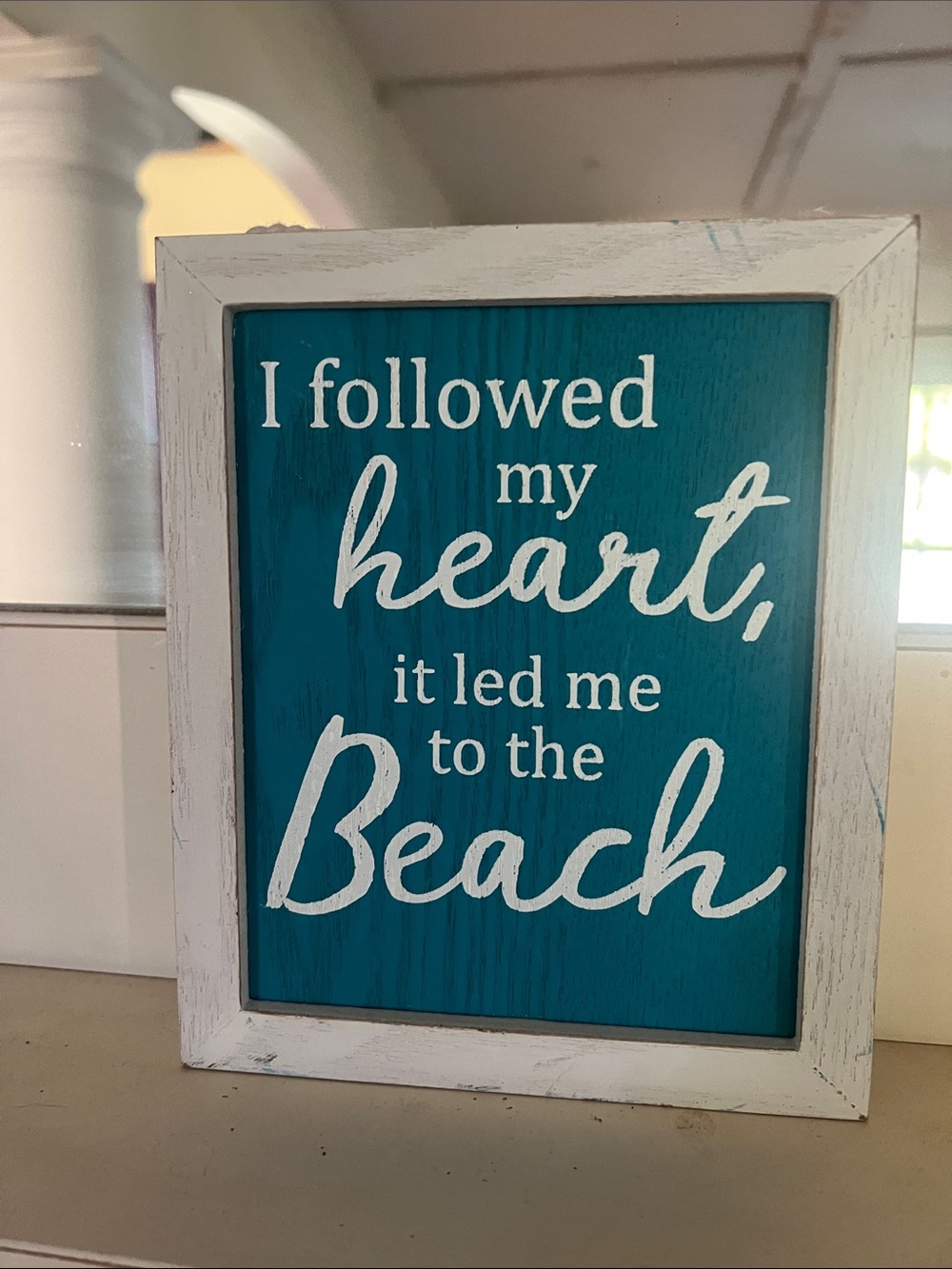 Teal "I Followed My Heart" Beach Wall Sign -shadow box hanging new